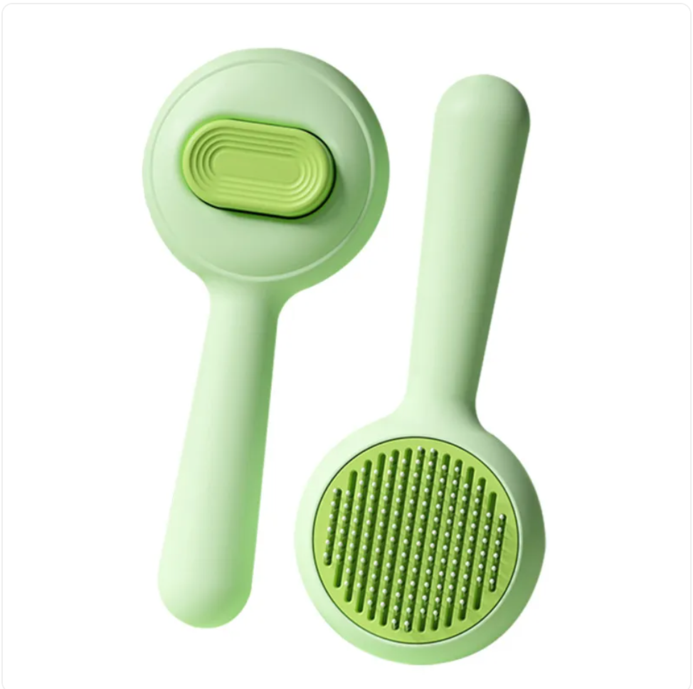 Self-Cleaning Grooming Brush & Steel Comb Set