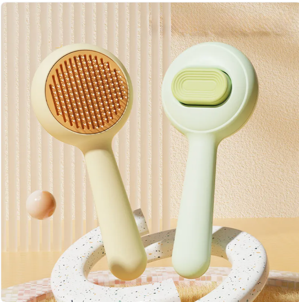 Self-Cleaning Grooming Brush & Steel Comb Set